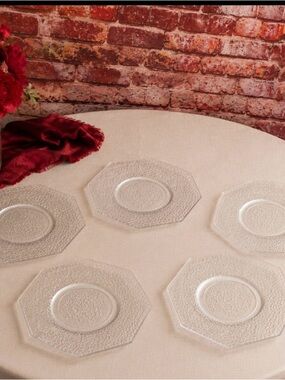 Antique 1920s LE Smith BY Cracky Clear 6” Depression Glass Dessert Plates